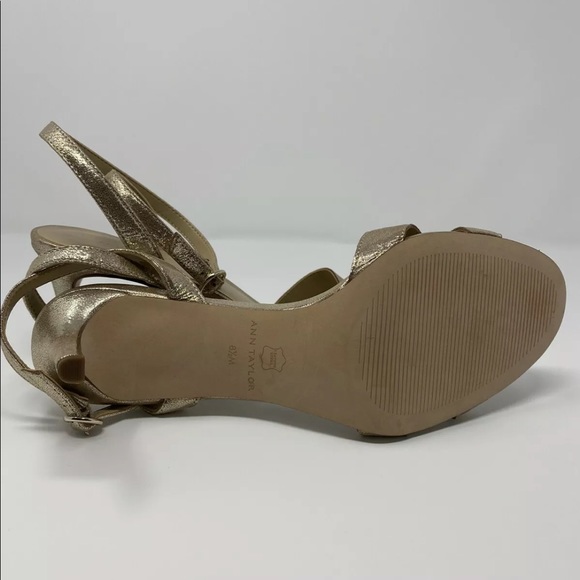 Ann Taylor Gold Metallic Ankle Strap Sandal 8.5 - Picture 6 of 6